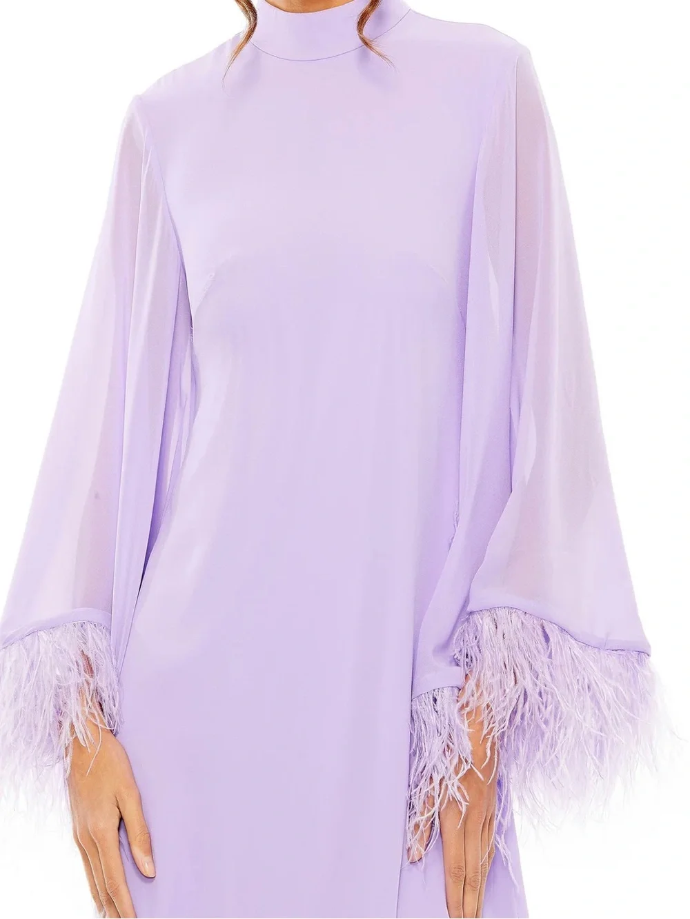 BNWT MAC DUGGAL FEATHER DRESS IN LILAC #11439 - Picture 3 of 9